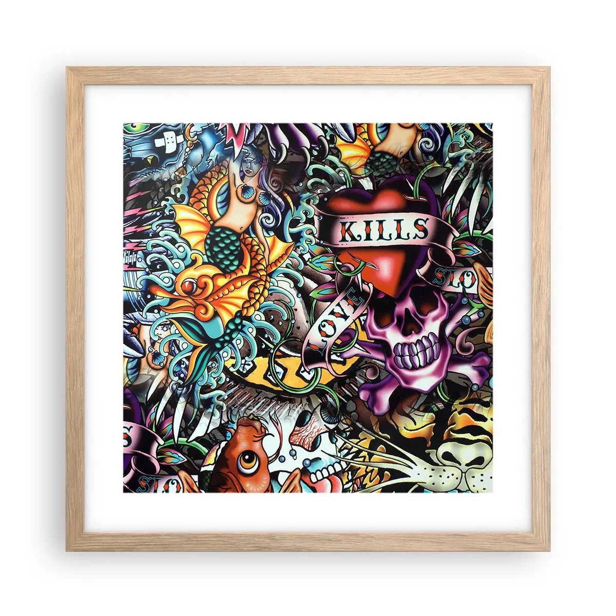 Poster in light oak frame - Dream of a Tattoo Artist - 40x40 cm