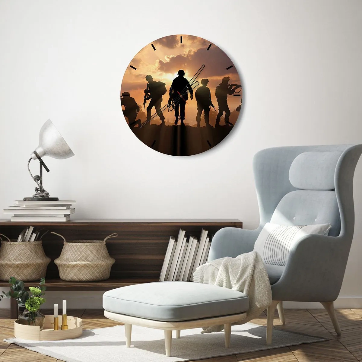 Wall clock - Clock on glass - Brothers In Arms - 40x40 cm