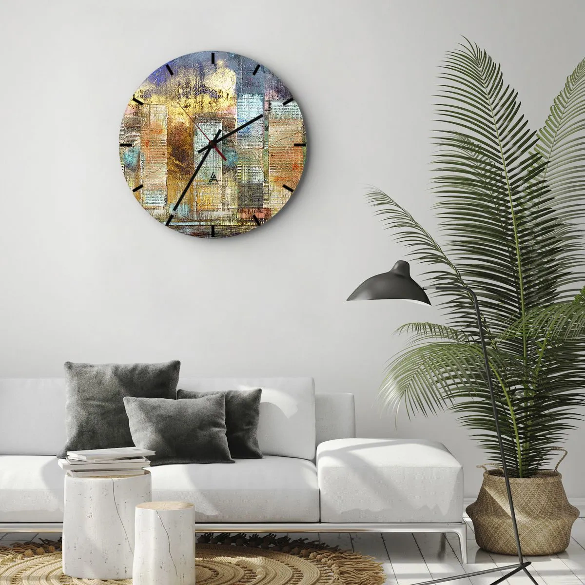 Wall clock - Clock on glass - Sunny Metropolis - 40x40 cm