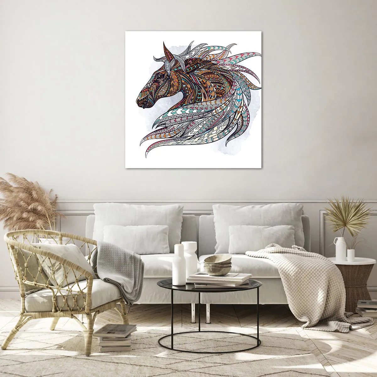 Glass picture - Horse of a Celtic Warrior - 70x70 cm