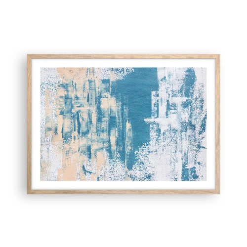 Poster in light oak frame - Through an Icicle - 70x50 cm