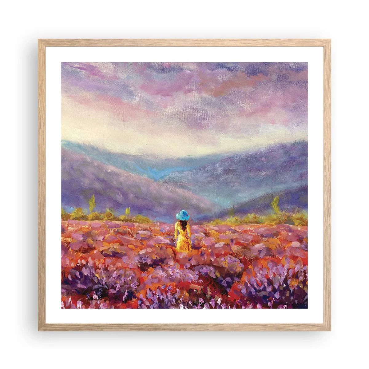 Poster in light oak frame - In Lavendar World - 60x60 cm