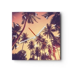 Wall clock - Clock on glass - Tropical Variation - 40x40 cm