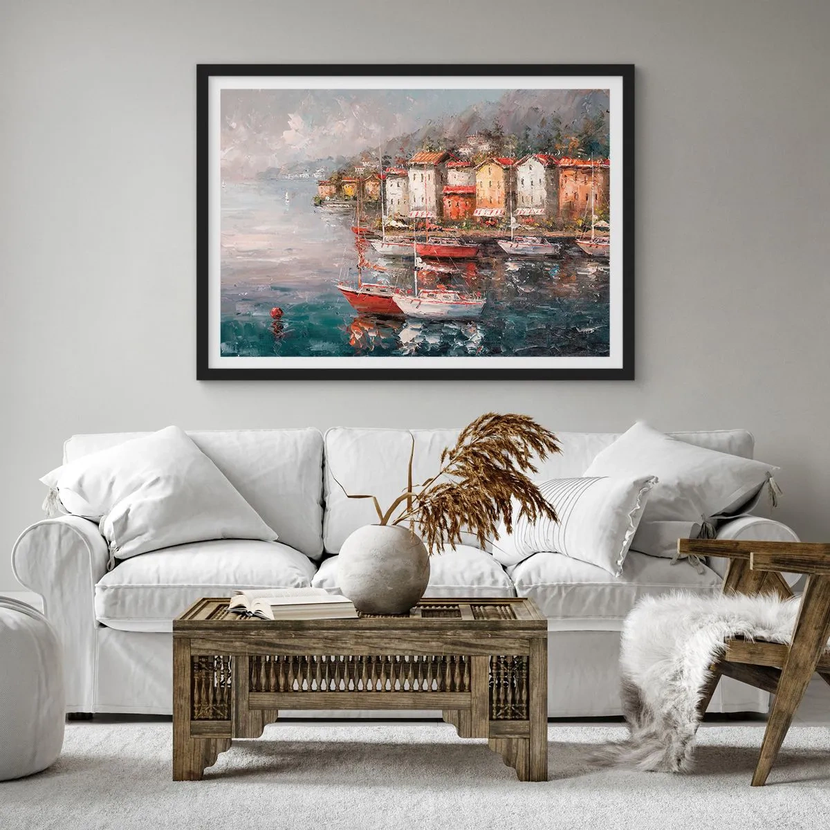 Poster in black frame - Romantic Marina - 100x70 cm