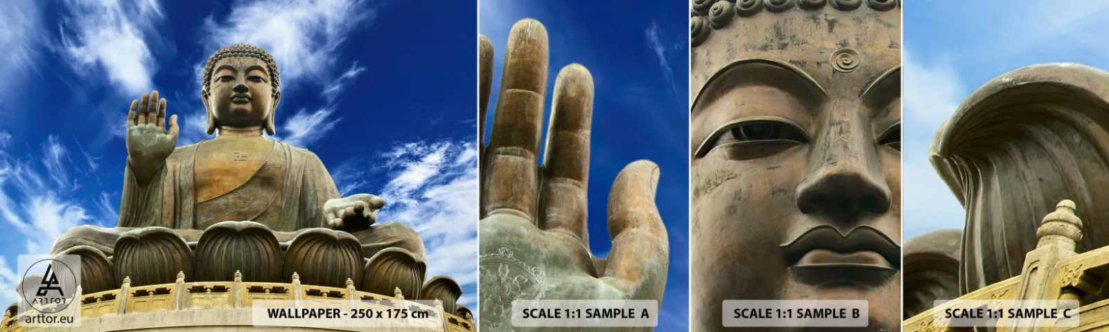 Photo Wallpaper Sample Standard Eco - Live Without Fear - Buddha, Religion, Asia - 100x30 cm