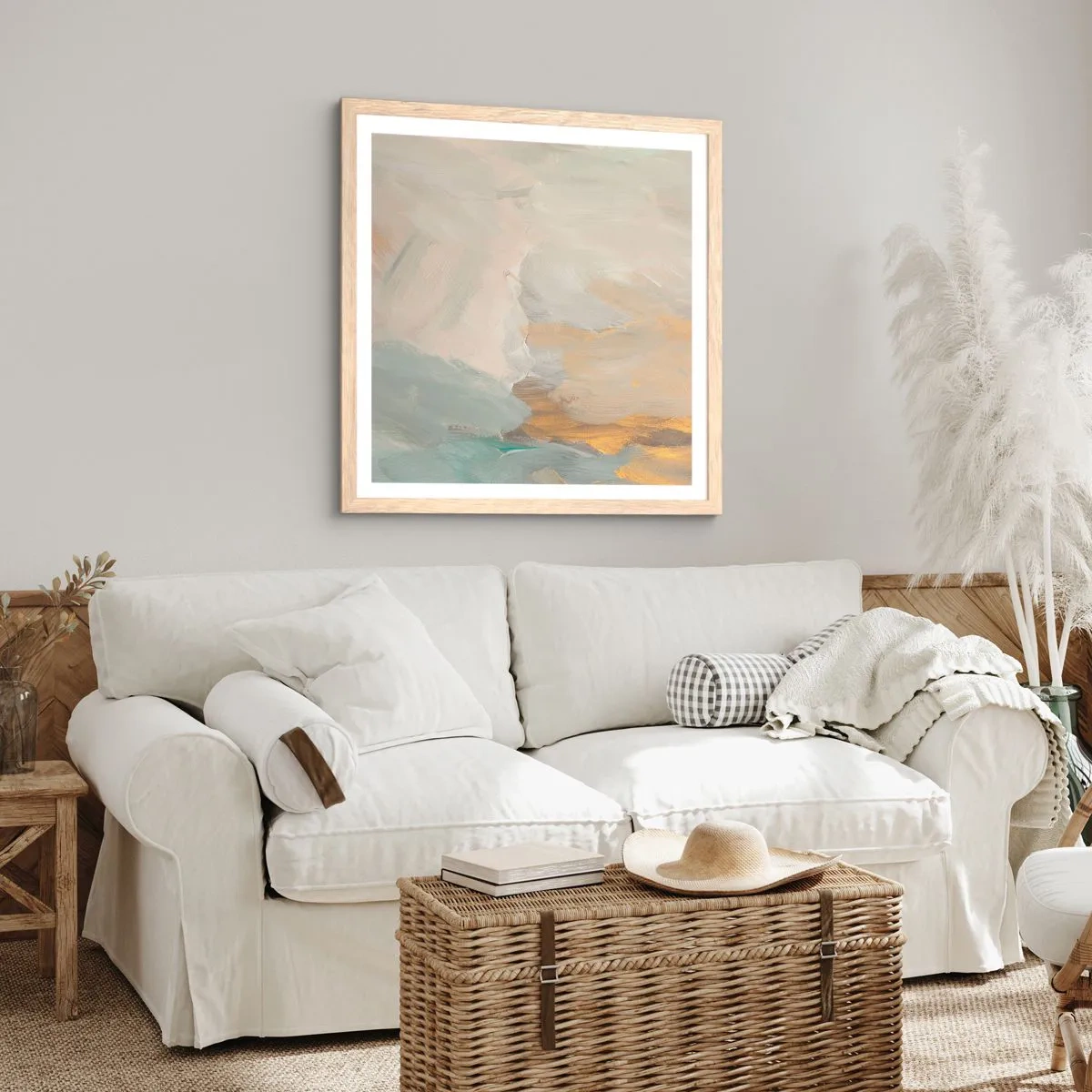 Poster in light oak frame - Abstract: Land of Gentleness - 40x40 cm