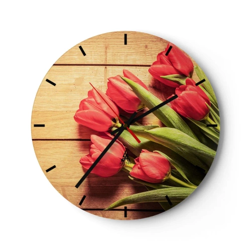Wall clock - Clock on glass - Spring Confession - 40x40 cm