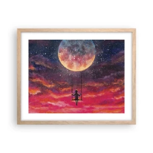 Poster in light oak frame - Swinging in the Clouds - 50x40 cm