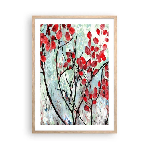 Poster in light oak frame - Tree in Scarlet - 50x70 cm
