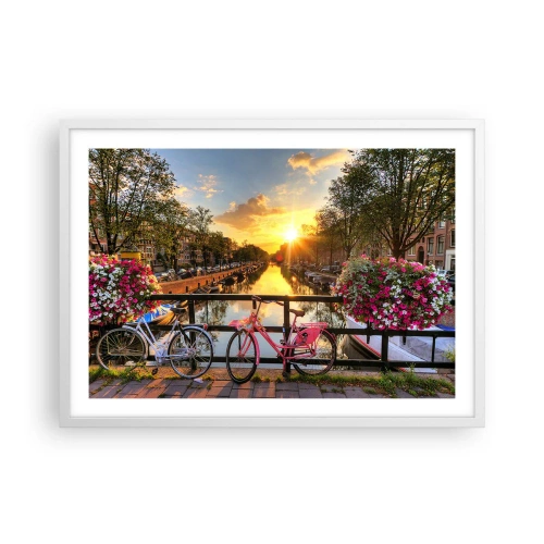 Poster in white frmae - Spring Morning in Amsterdam - 70x50 cm