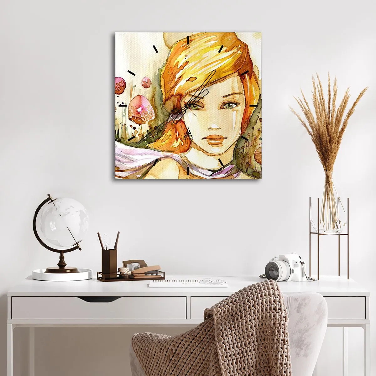 Wall clock - Clock on glass - Emerald Gaze, which Silences Anger - 30x30 cm