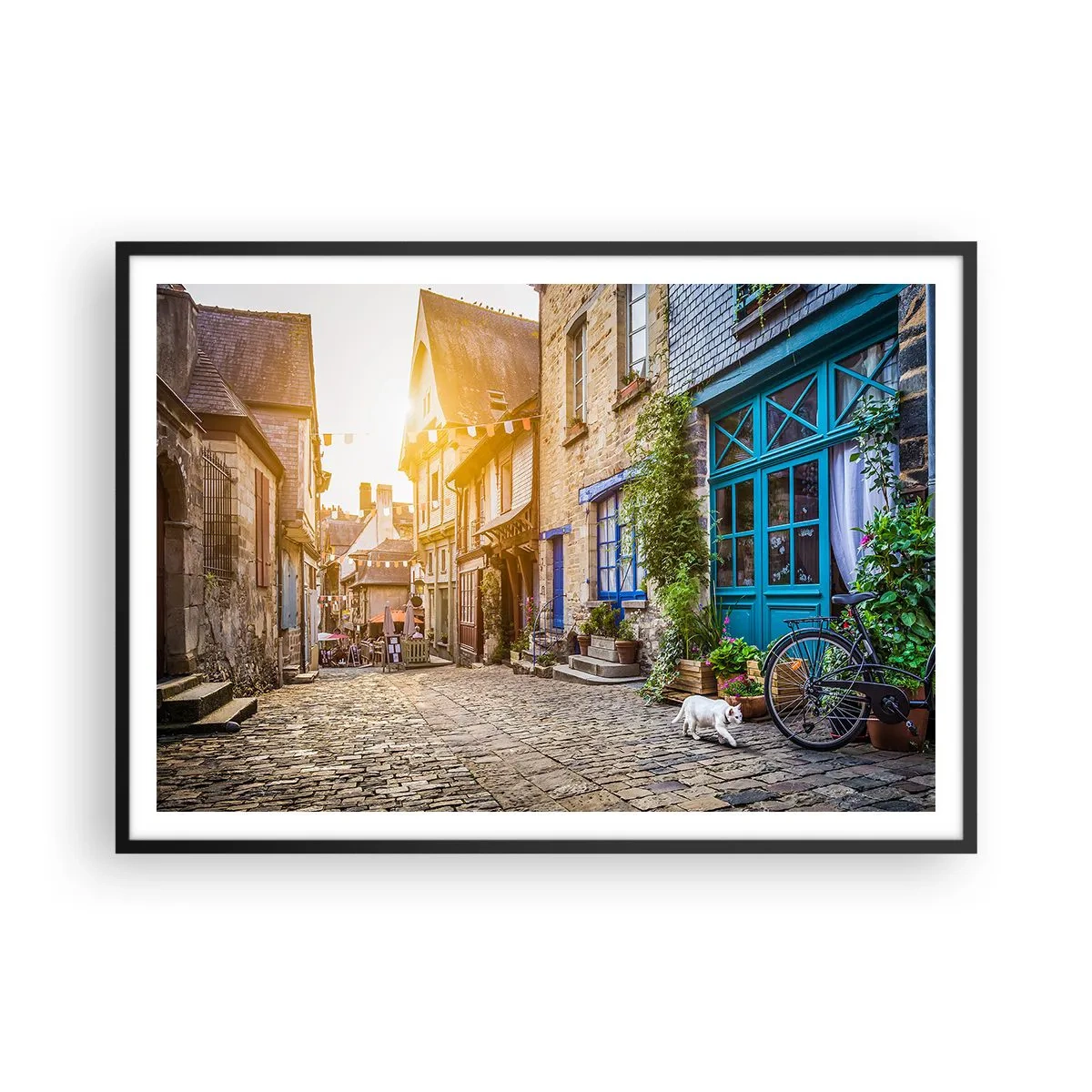 Poster in black frame - White Spirit of a Town - 100x70 cm