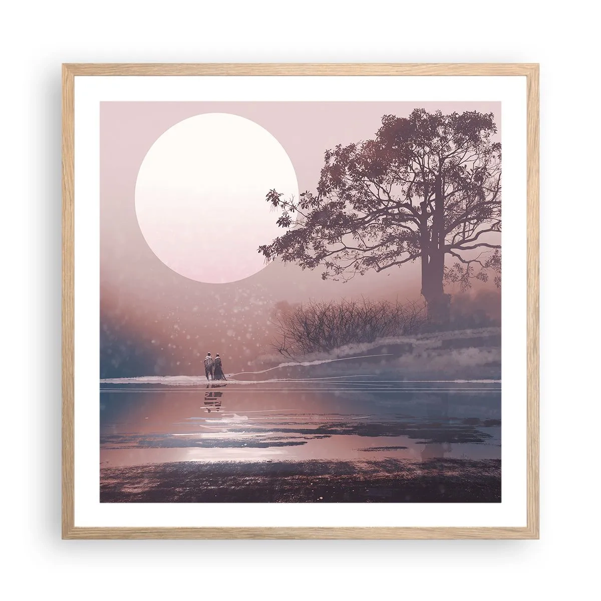 Poster in light oak frame - Night Quirks - 60x60 cm