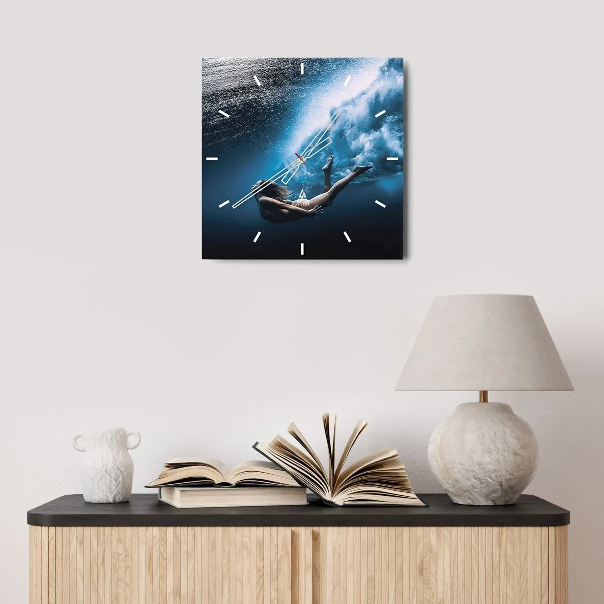 Wall clock - Clock on glass - Contemporary Syren - 40x40 cm