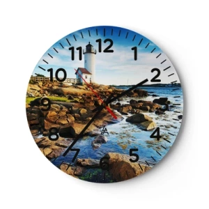 Wall clock - Clock on glass - Be Home Safe, I Am Waiting - 40x40 cm