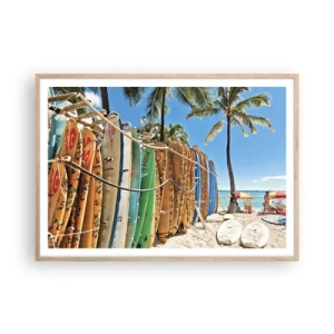 Poster in light oak frame - Sunny Fun - 100x70 cm