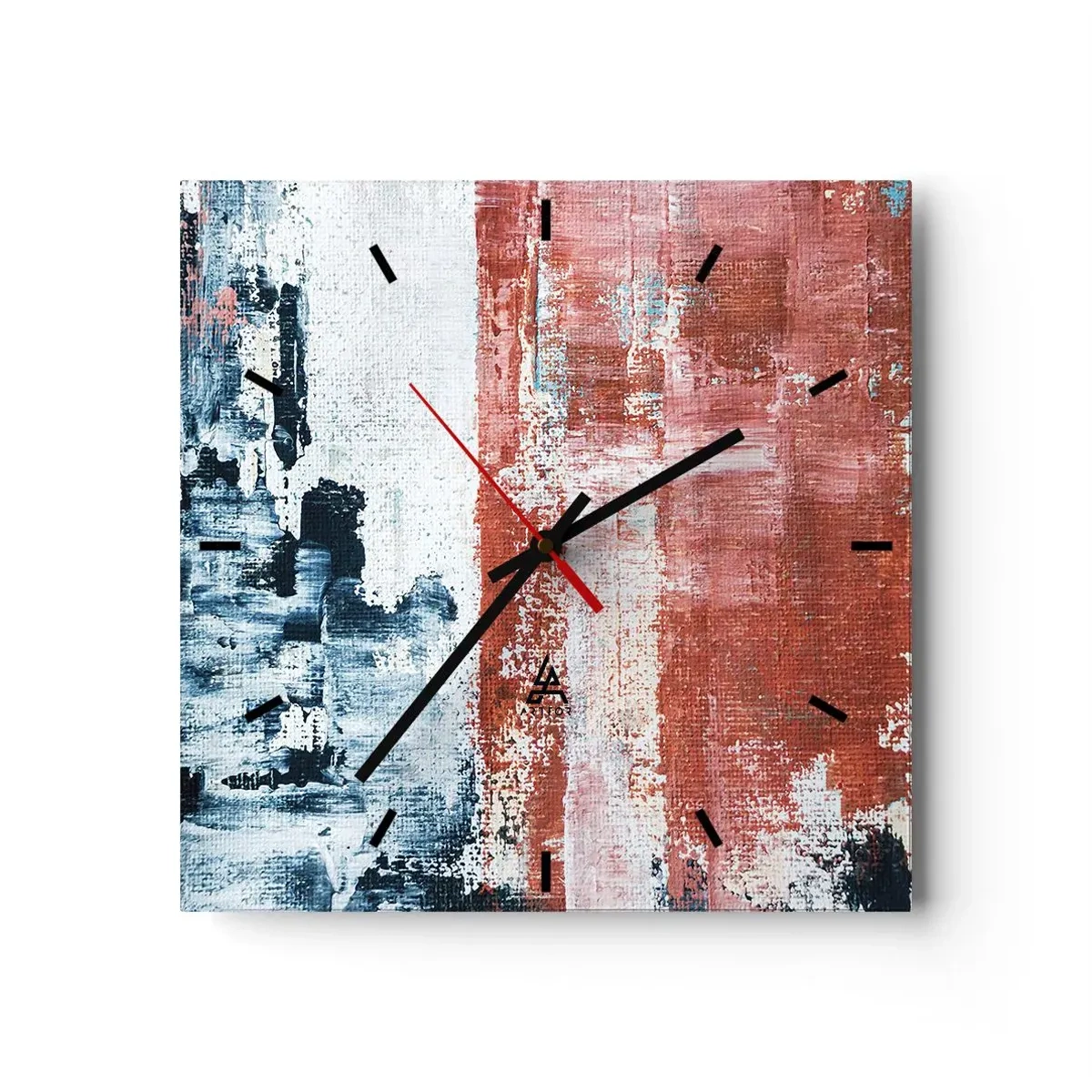 Wall clock - Clock on glass - Abstract Fifty Fifty - 30x30 cm