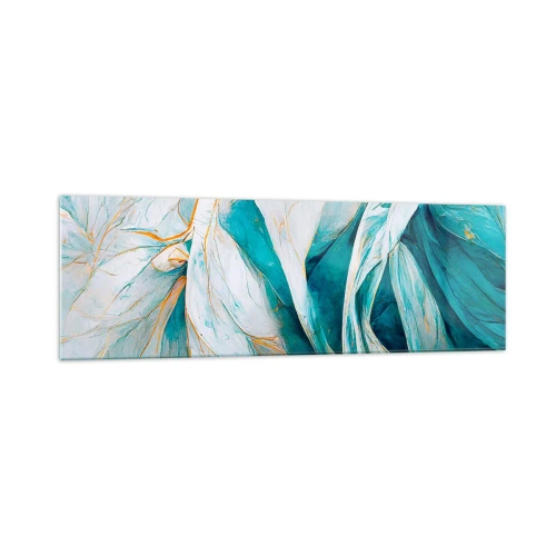 Glass picture - Blue Abstract with a Golden Motif - 160x50 cm