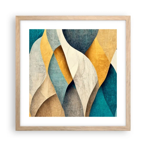 Poster in light oak frame - Rhythm and Undulation - 40x40 cm