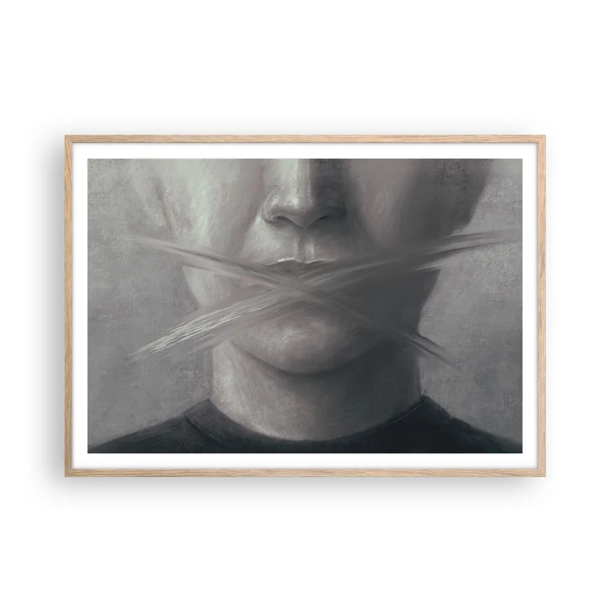 Poster in light oak frame - Not a Word - 100x70 cm