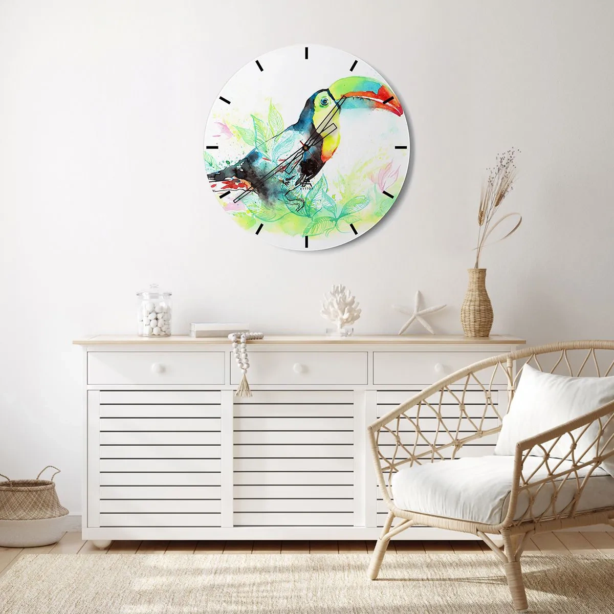 Wall clock - Clock on glass - Colourful like South America - 40x40 cm