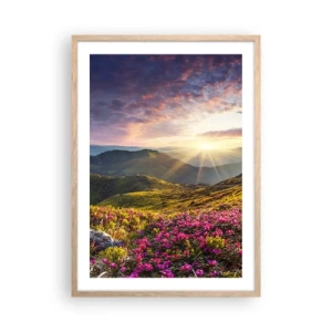 Poster in light oak frame - Freshness of Mountain Morning - 50x70 cm