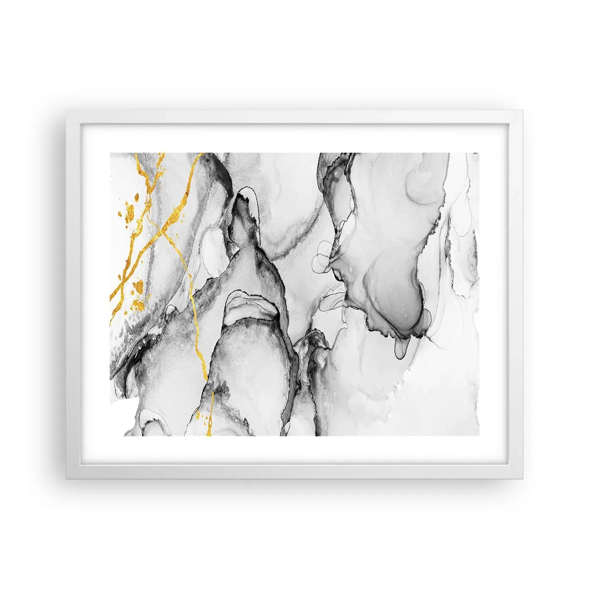 Poster in white frmae - Composition with a Golden Motif - 50x40 cm
