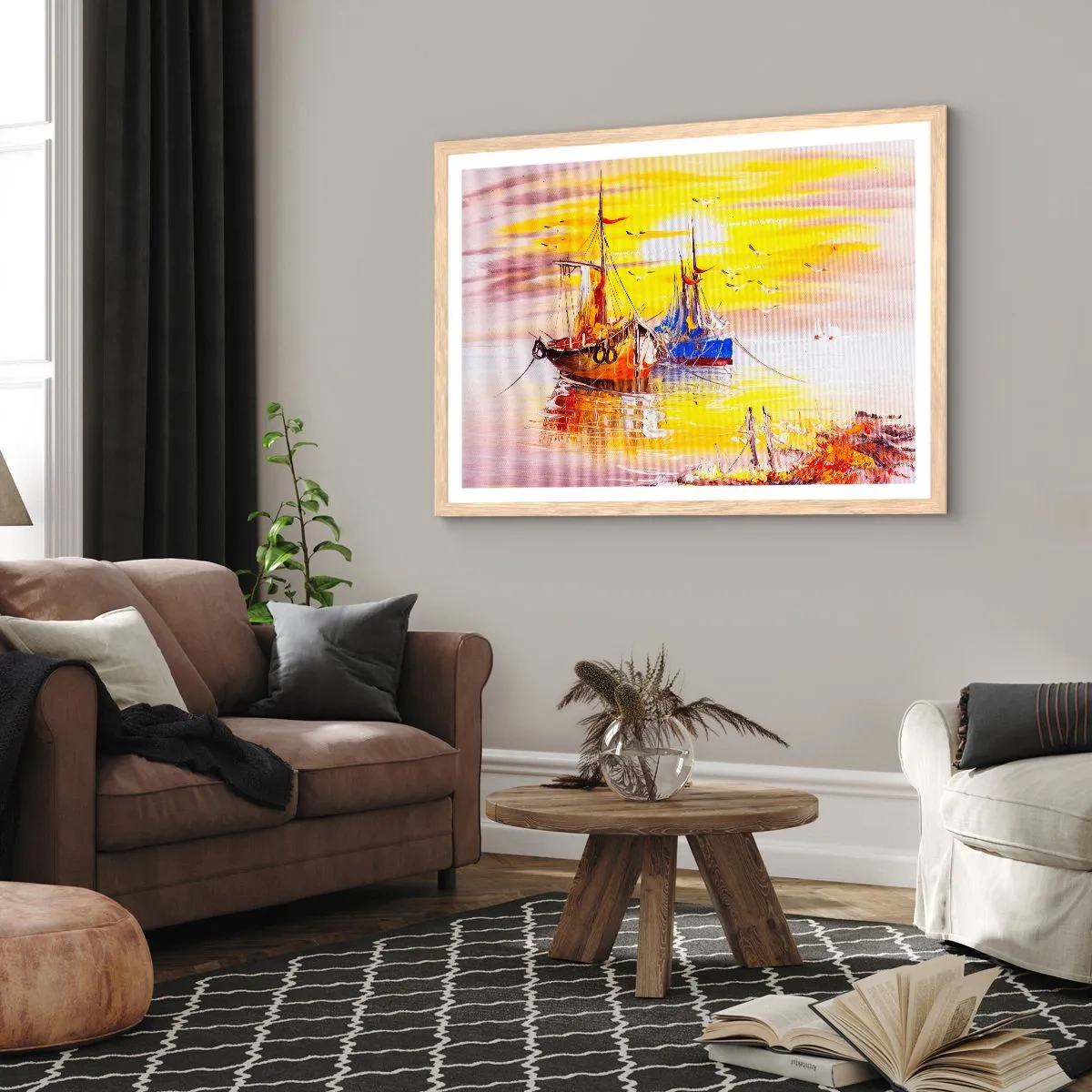 Poster in light oak frame - Deserved Rest in Port - 91x61 cm