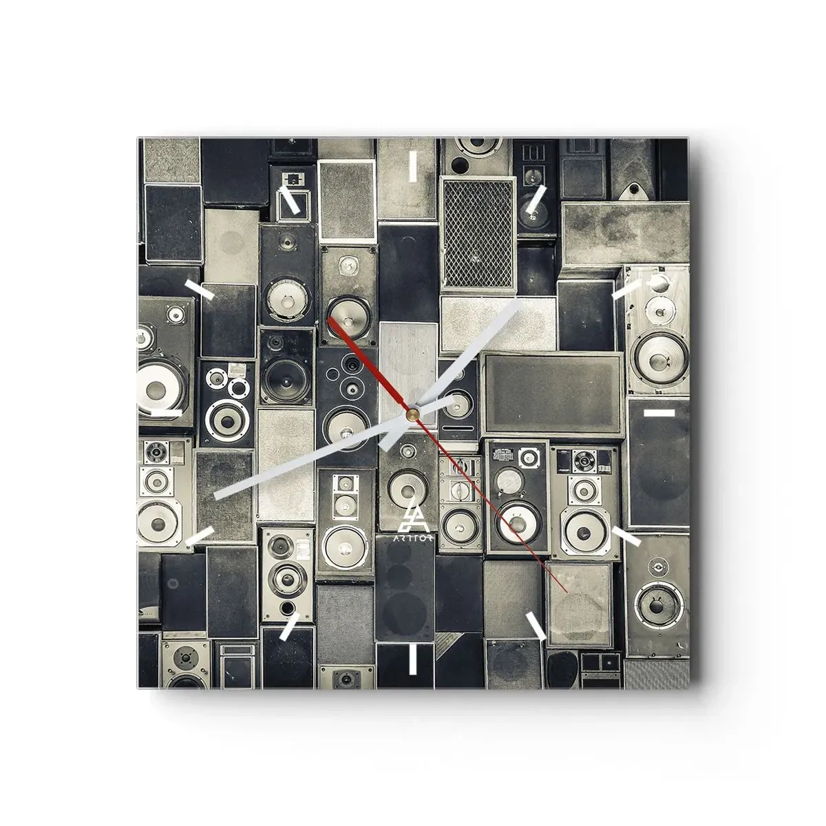 Wall clock - Clock on glass - And Music Is Playing - 40x40 cm