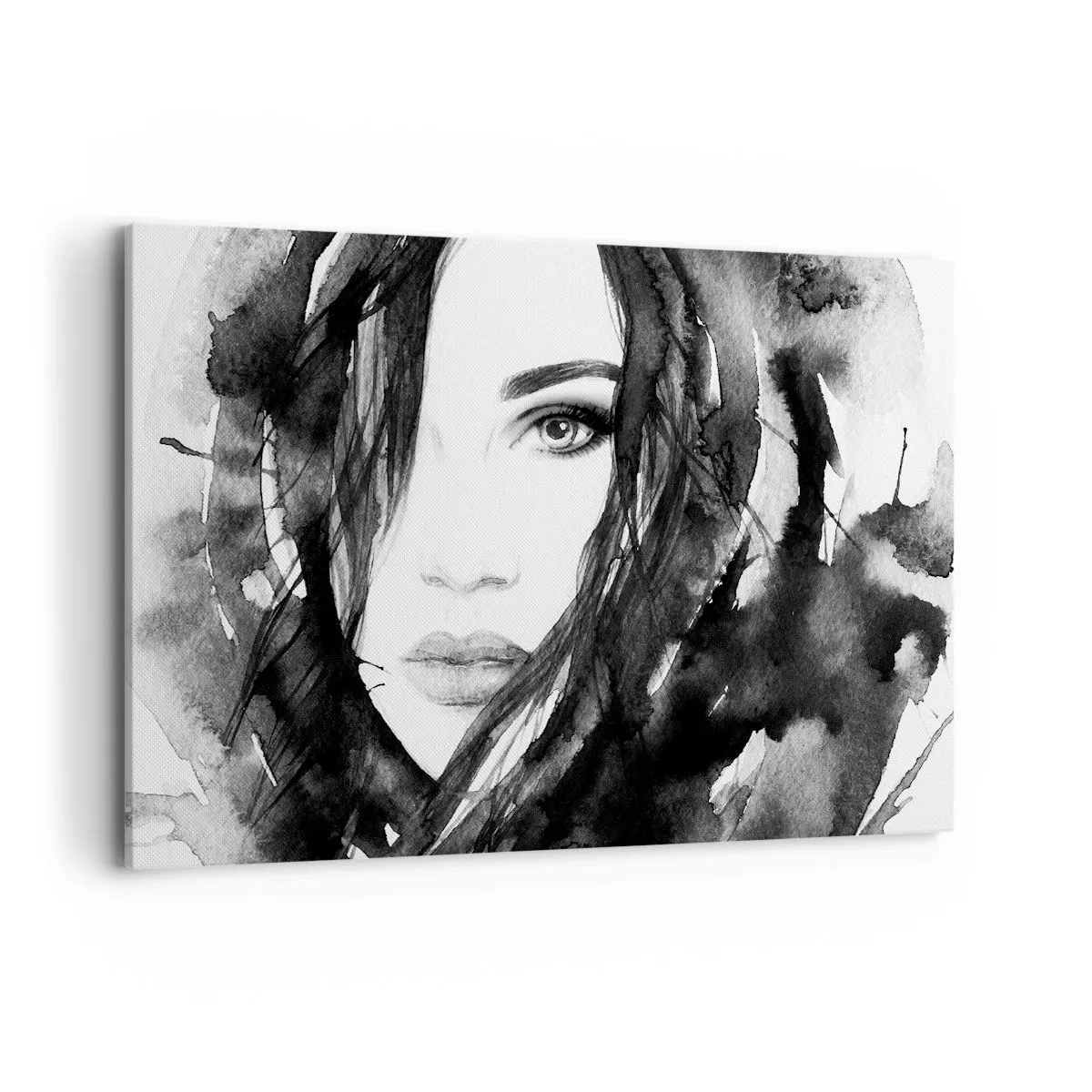 Canvas picture - Portriat of a Lady in  Black and White - 120x80 cm