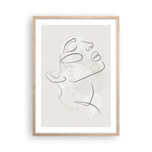 Poster in light oak frame - Outline of Happiness - 50x70 cm