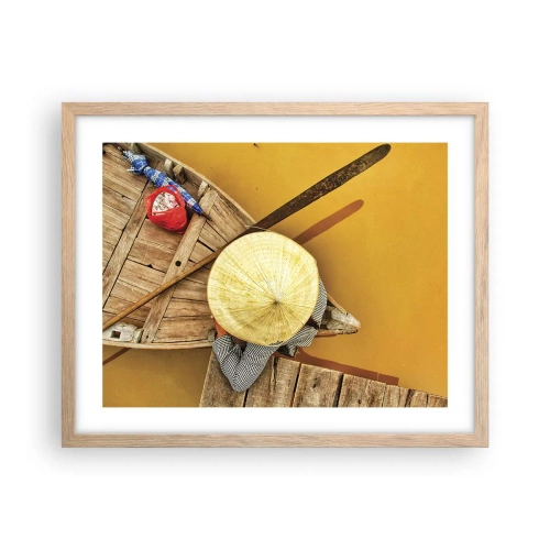 Poster in light oak frame - Life on a Yellow River - 50x40 cm