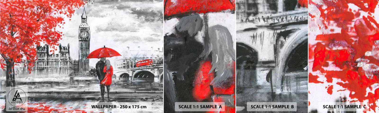 Photo Wallpaper Sample Self-Adhesive Deluxe Sticker - In Love with London - City, London, Couple in love - 100x30 cm