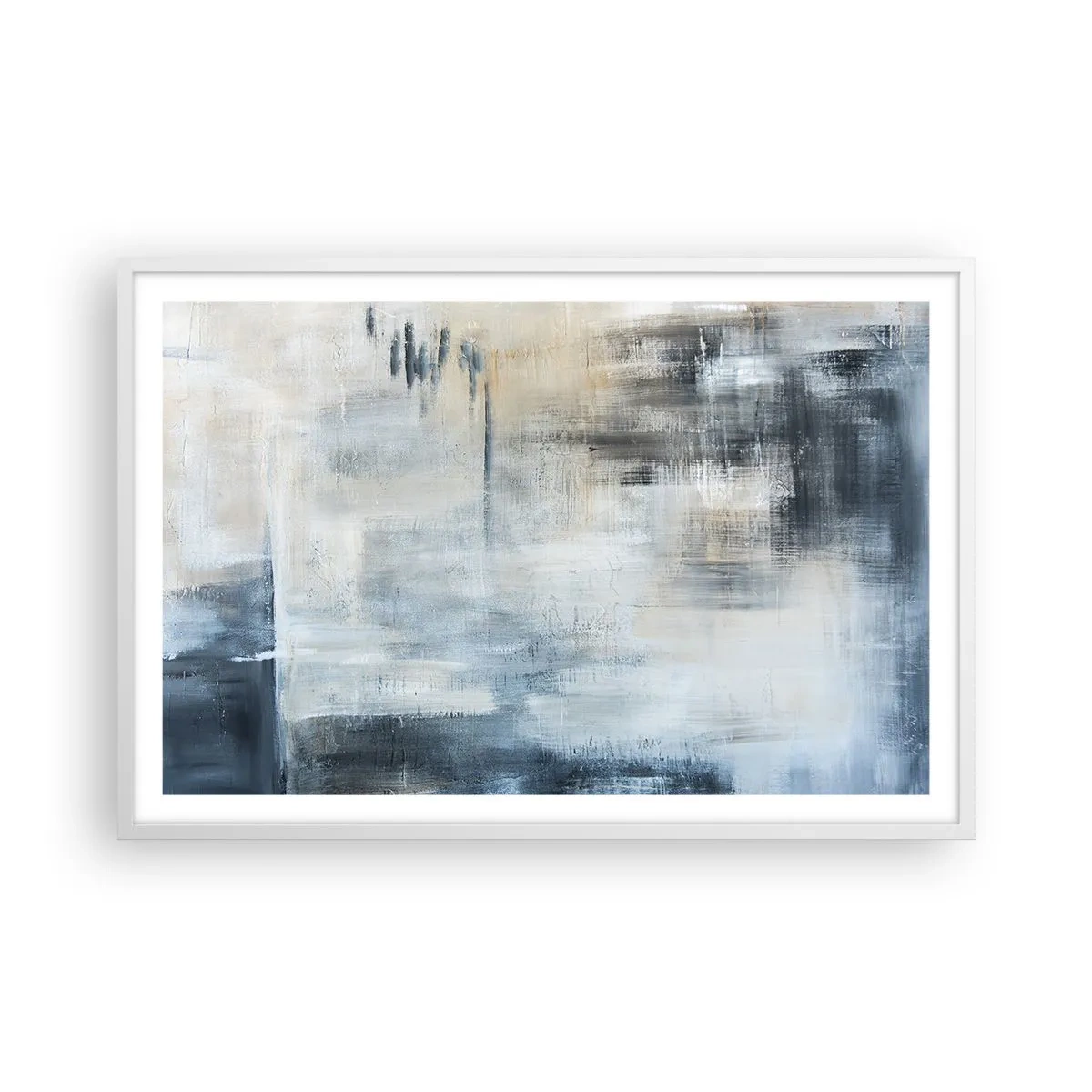 Poster in white frmae - Behind the Curtain of Blue - 91x61 cm
