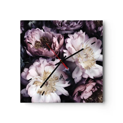Wall clock - Clock on glass - Old Style Bouquet - 30x30 cm