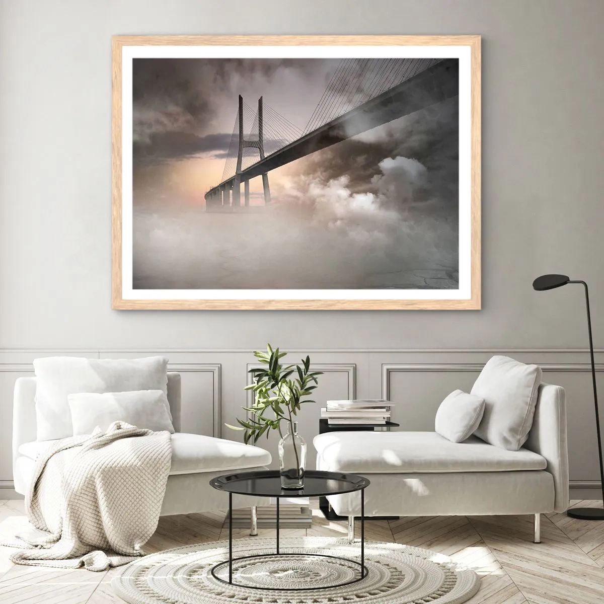 Poster in light oak frame - By the River that Doesn't Exist - 40x30 cm