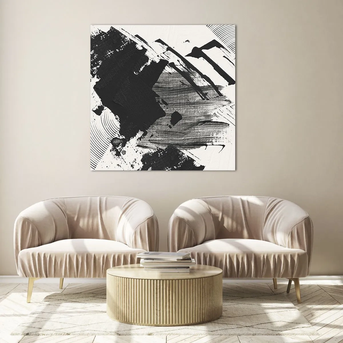 Glass picture - Abstract - Expression of Black - 40x40 cm