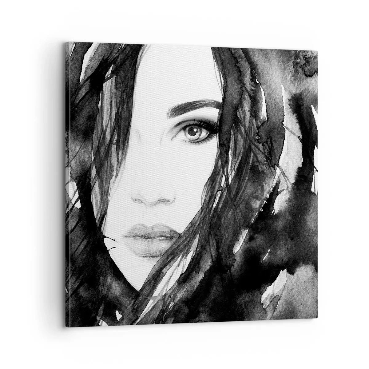 Canvas picture - Portriat of a Lady in  Black and White - 60x60 cm