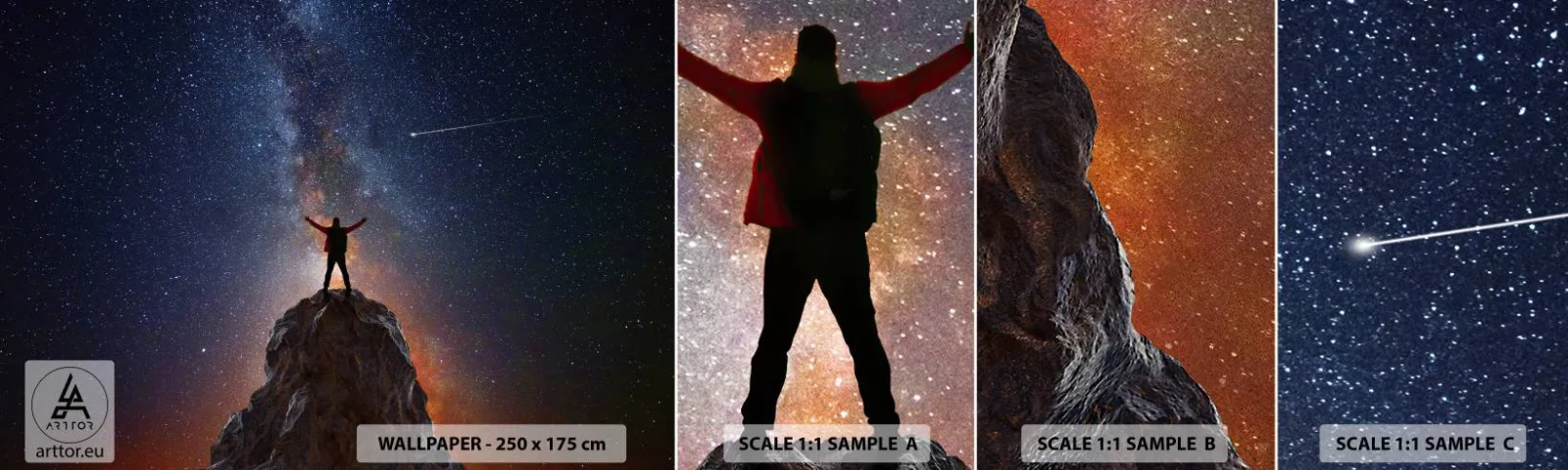 Photo Wallpaper Sample Standard Eco - Power Is with Me! - Abstraction, Cosmos, Man - 100x30 cm