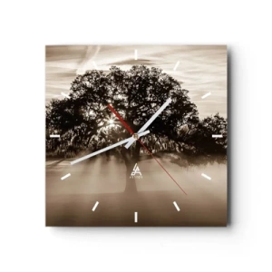 Wall clock - Clock on glass - Tree of Good Knowledge - 40x40 cm