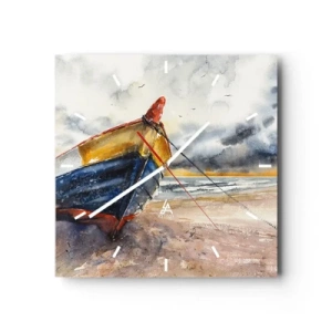 Wall clock - Clock on glass - Rest On the Shore - 30x30 cm