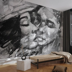 Photo Wallpaper Premium Canvas - Tender Moment - Kisses, Love, Lovers - 400x280 cm