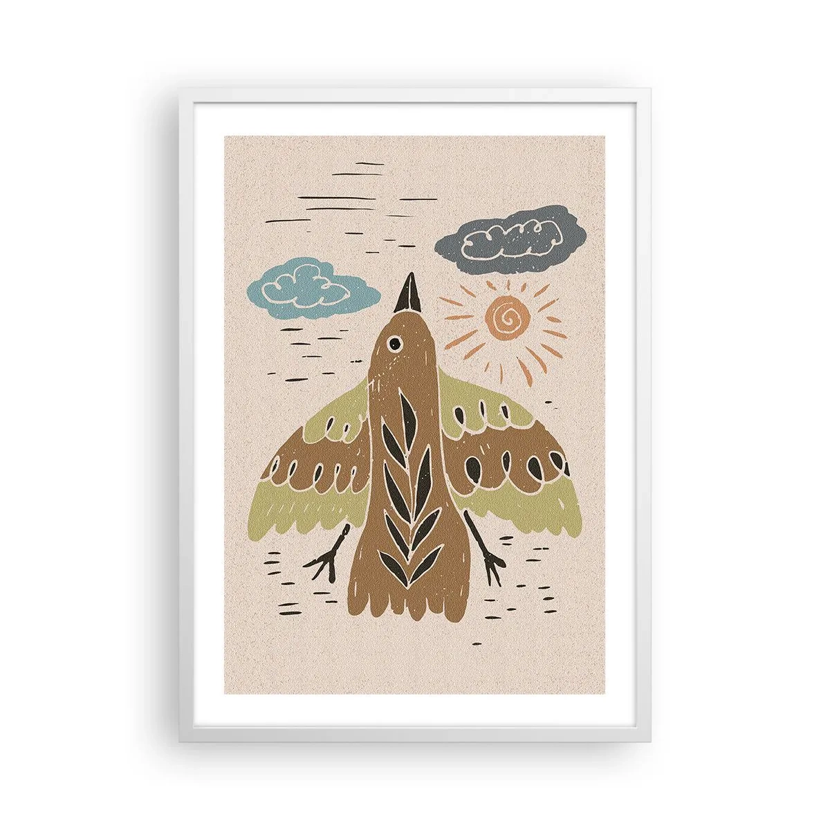Poster in white frmae - Joyful Flight - 50x70 cm