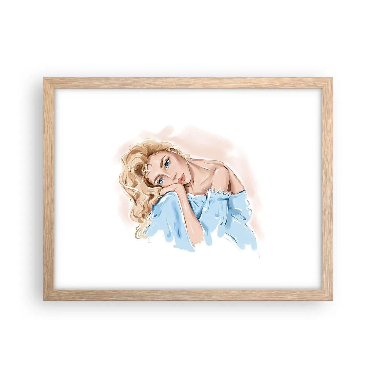 Poster in light oak frame - Dreamy in Blue - 40x30 cm