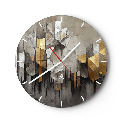Wall clock - Clock on glass - Composition of Ice and Light - 40x40 cm