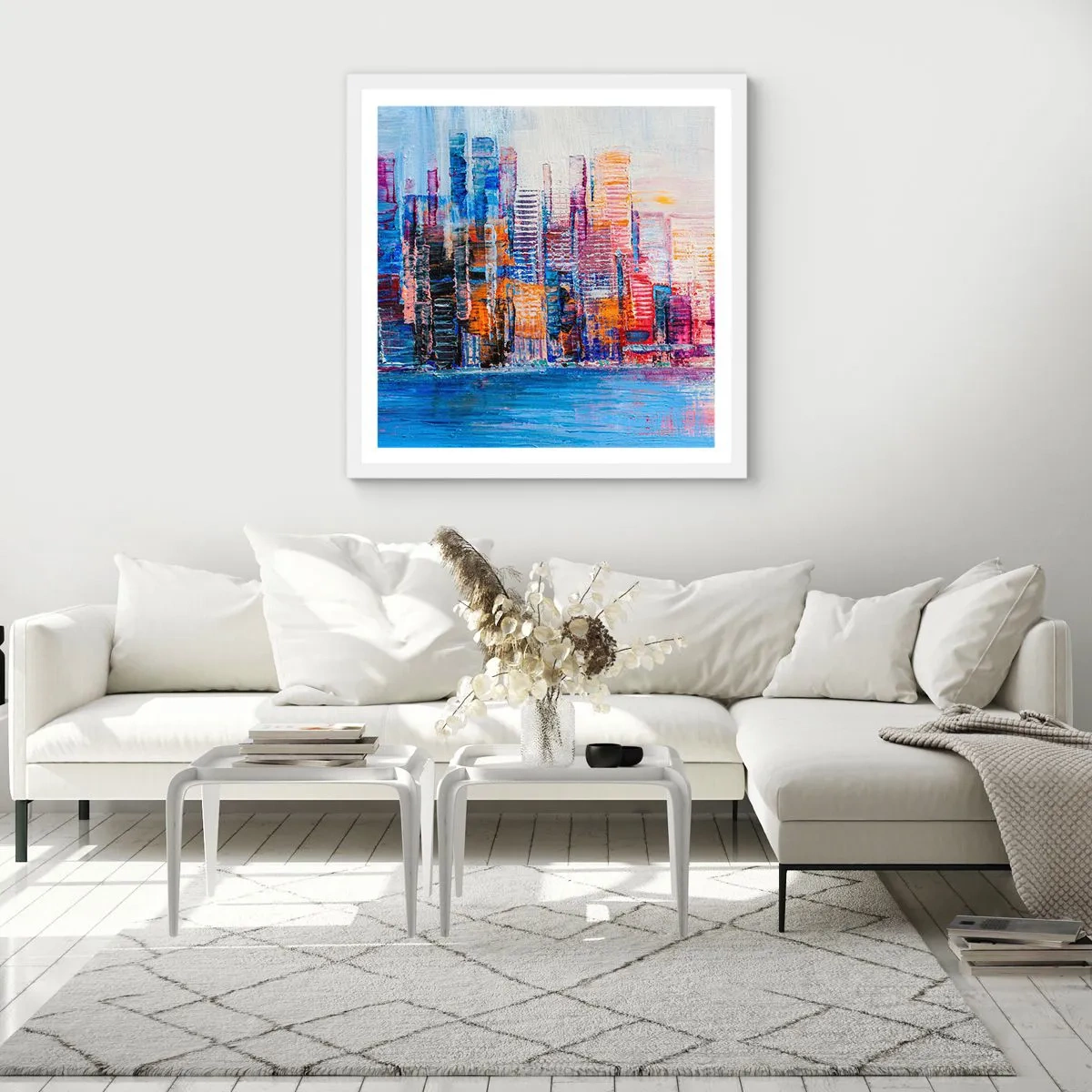 Poster in white frmae - Joyful Metropolis - 40x40 cm