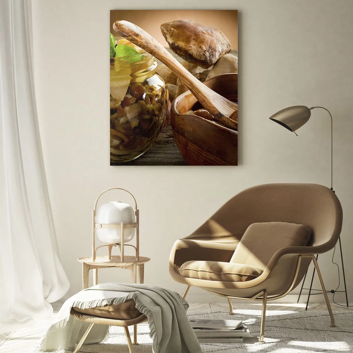Glass picture - Boletus Fresh or Salted: Flavour of Autumn - 50x70 cm
