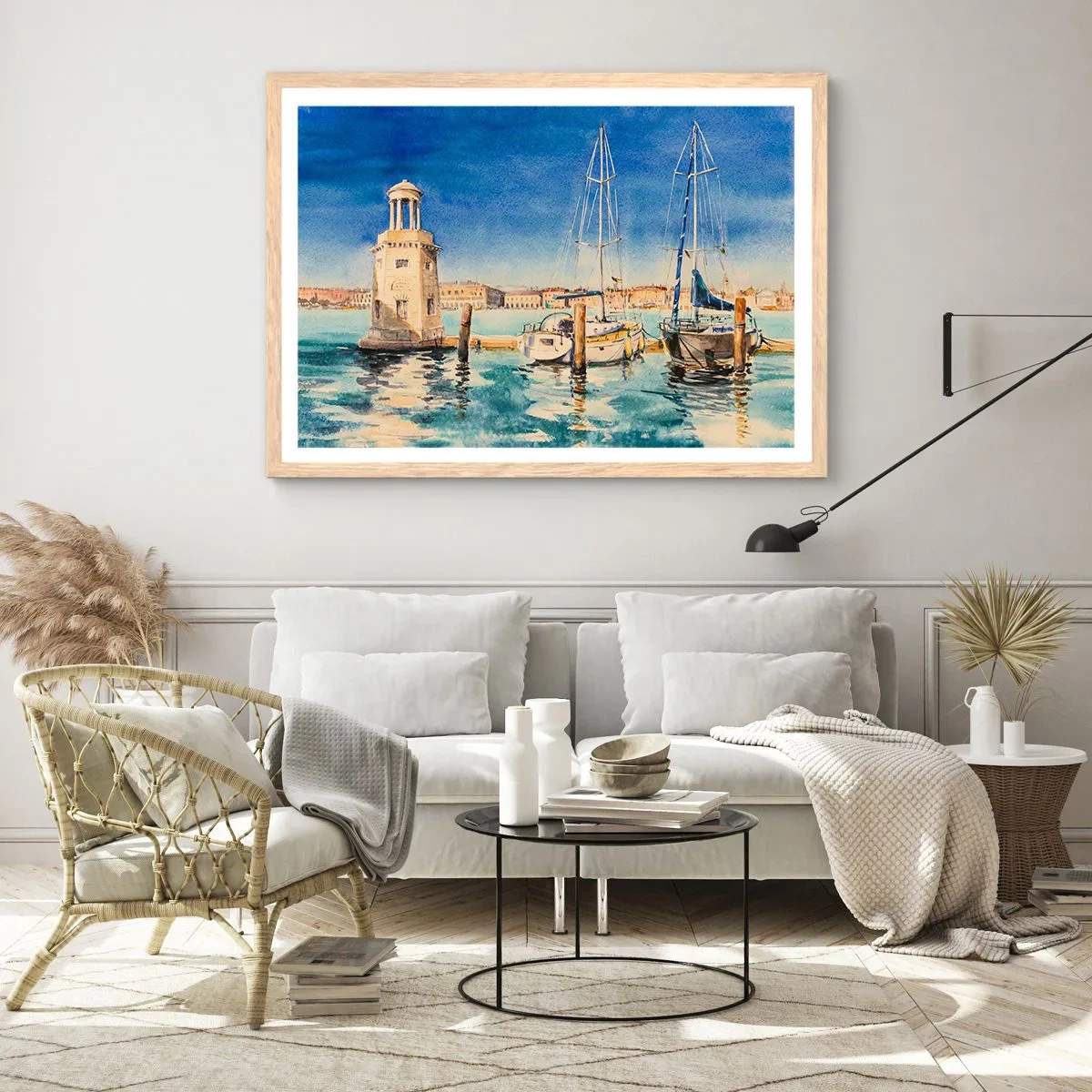 Poster in light oak frame - Sunny Lagoon - 40x30 cm