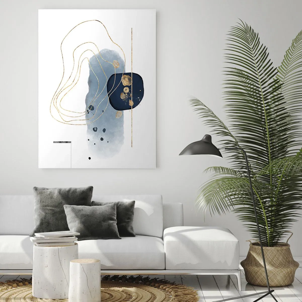 Glass picture - Blue and Gold Fantasy - 70x100 cm
