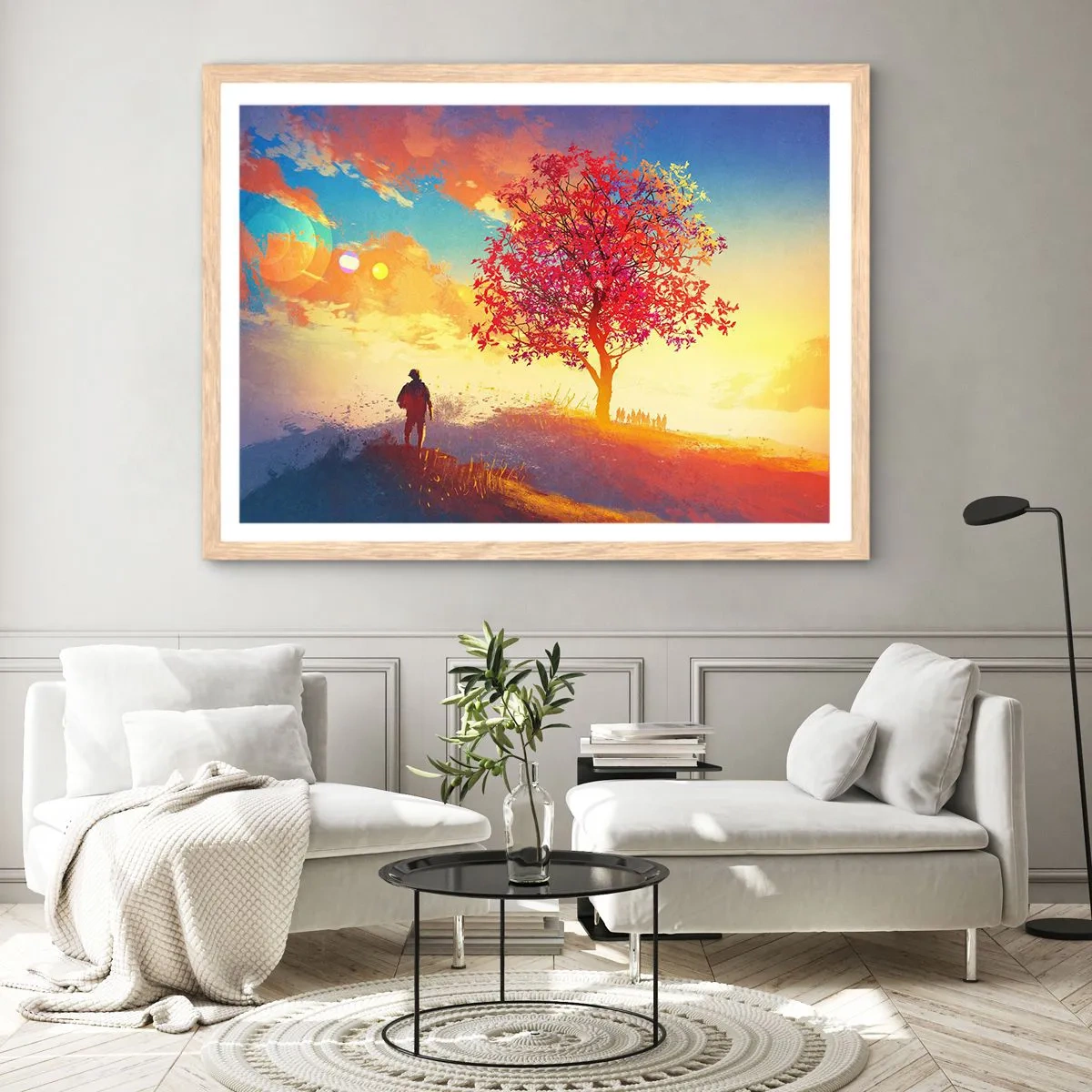 Poster in light oak frame - Pilgrim at Its Goal - 70x50 cm